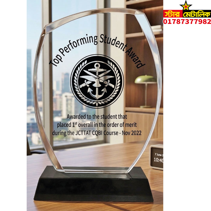 Crystal award crest Star Metallic